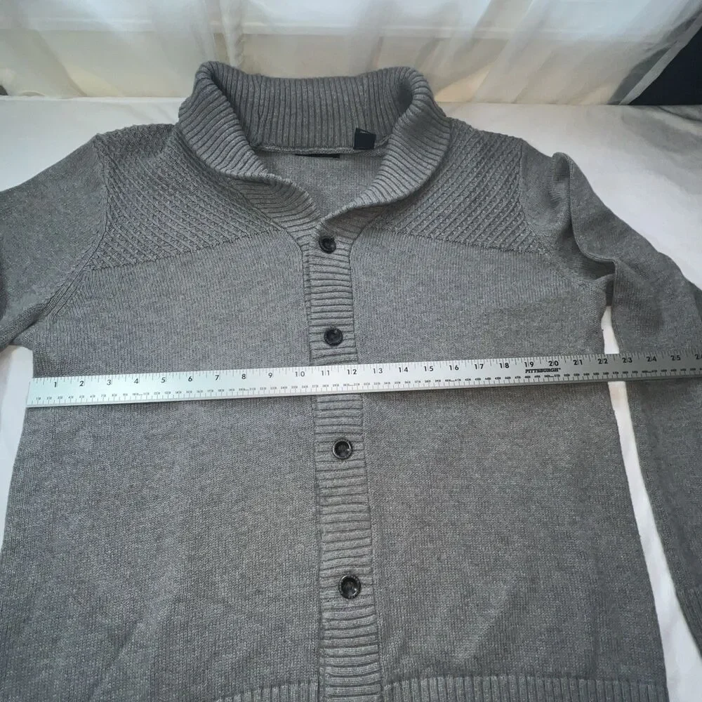 Chaps Cardigan Mens Large‎ Gray Shawl Neck Sweater  100% Cotton Button